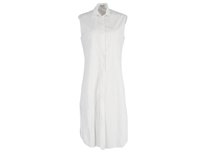Alaïa Sleeveless Shirt Dress in White Cotton  ref.954809