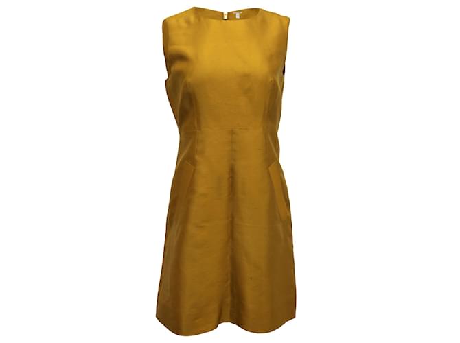 Diane Von Furstenberg Mini robe sans manches Capreena en coton de soie doré  ref.954844