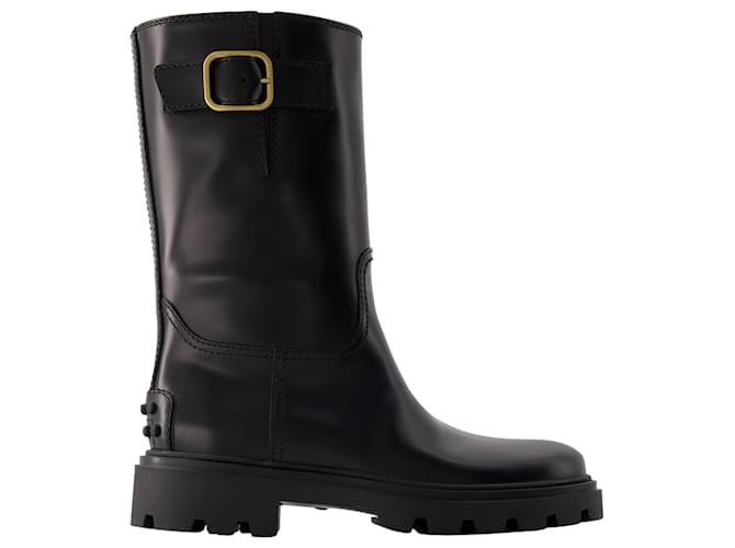Gomma Pesante Stivaletto Boots - Tod's - Leather - Black  ref.954870