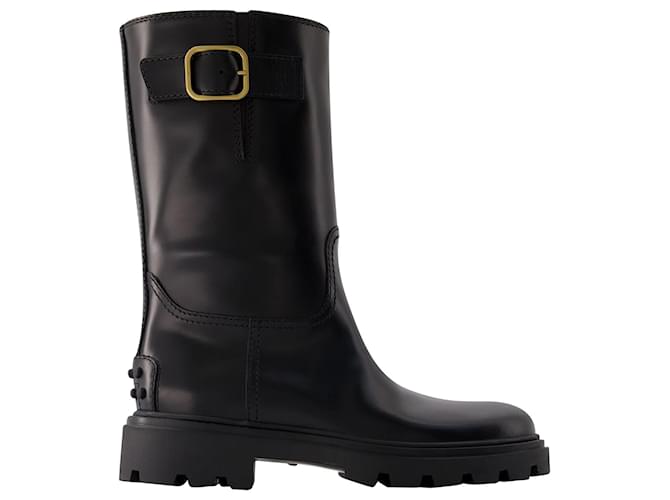 Gomma Pesante Stivaletto Boots - Tod's - Leather - Black  ref.954880
