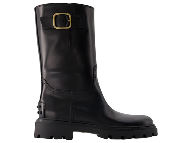 Gomma Pesante Stivaletto Stiefel – Tod's – Leder – Schwarz  ref.954880