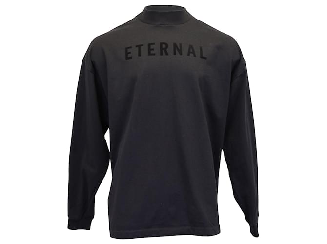 Camiseta de manga larga con cuello alto y estampado de Fear of God Eternal en algodón negro  ref.954931