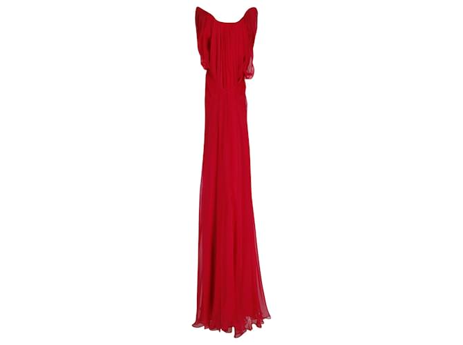 Alexander McQueen Draped Chiffon Gown in Fuchsia Pink Silk  ref.954935