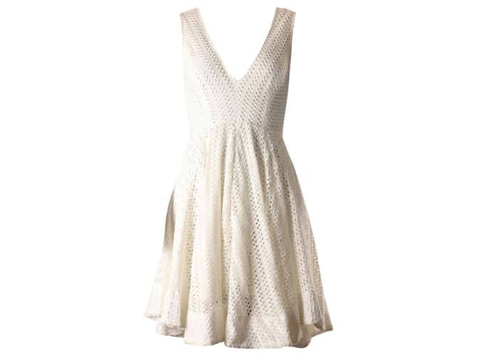 Sandro Paris Bliss Crochet Sleeveless Dress in White Cotton Polyester  ref.954946