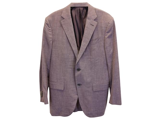 Manteau de sport texturé à simple boutonnage Ermenegildo Zegna en laine marron  ref.954957