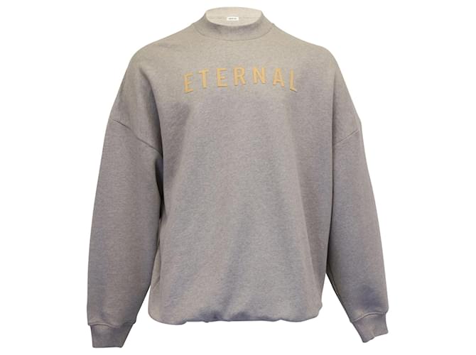 Langärmliges Sweatshirt mit „Fear of God Eternal“-Print aus grauer Baumwolle  ref.954988