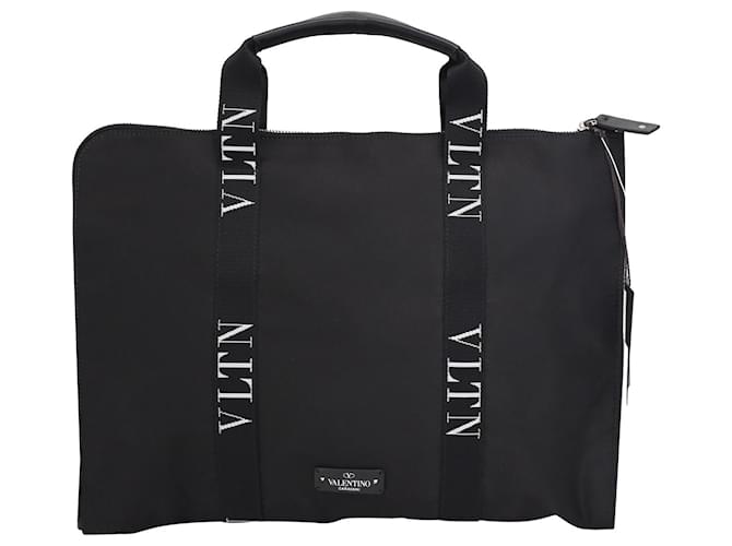 Portadocumentos con correa con logotipo VLTN de Valentino Garavani en nailon negro Nylon  ref.954991