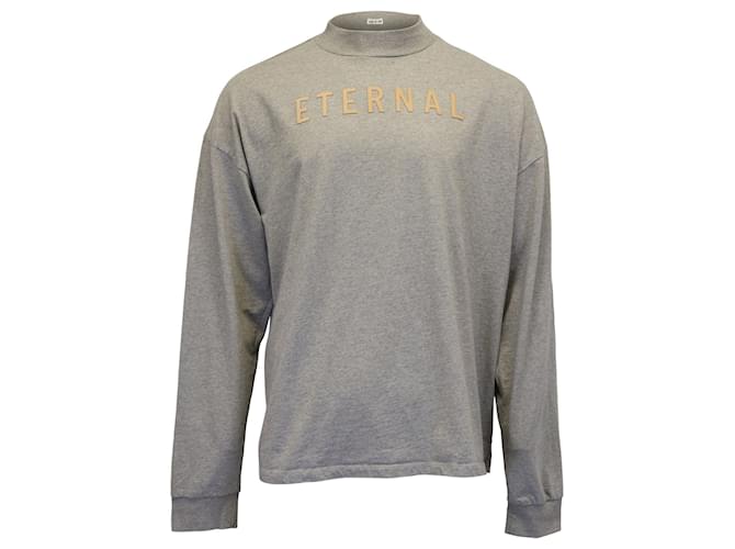 Fear of God Eternal Print Long Sleeve High Neck T-shirt in Grey Cotton  ref.955010