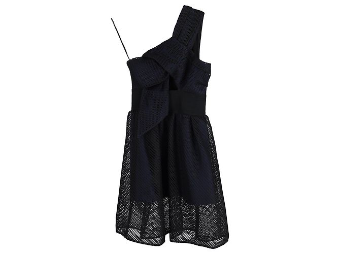 Self portrait Self-Portrait One-Shouldered Skater Dress in Black Polyester
