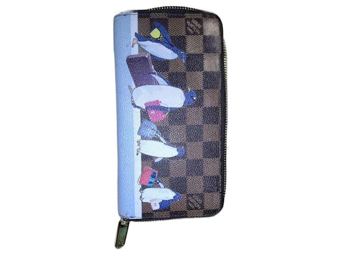 Zippy Louis Vuitton limited edition penguin wallet Brown Pink White Blue Leather  ref.955231