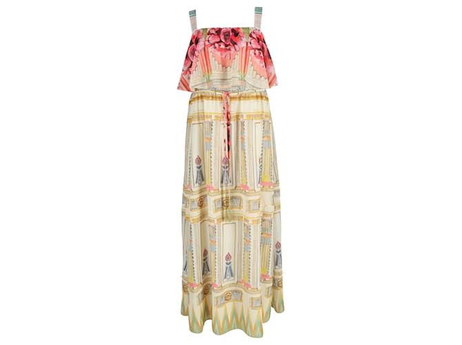 Temperley London Temperely London Belted Printed Maxi Dress in Yellow Polyester  ref.955240