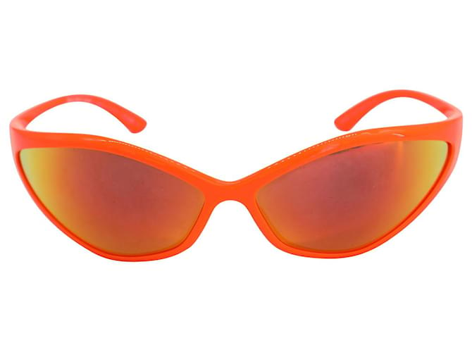 Balenciaga 90s Ovale Sonnenbrille aus orangefarbenem Nylon  ref.955281
