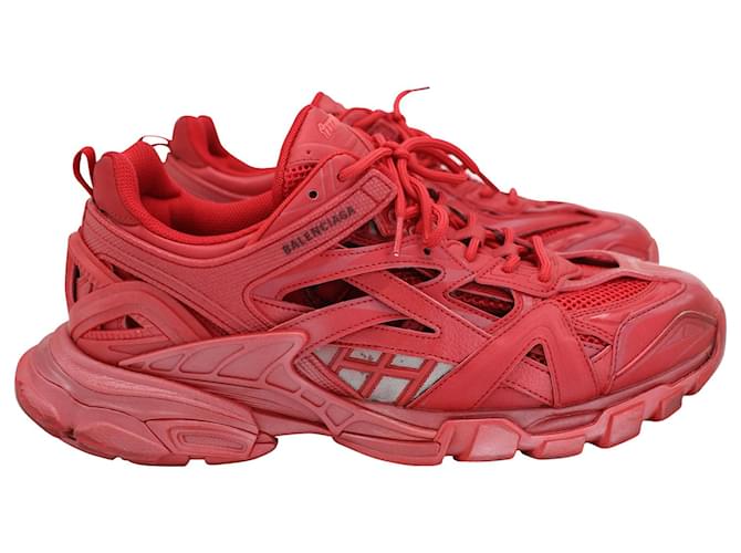 Everyday Balenciaga Track.2 Clear Sole Sneakers in Red