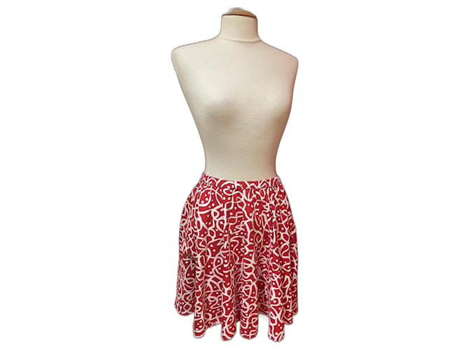 Agnès b. Skirts White Red Cotton  ref.955382