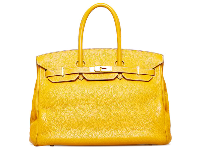 Hermès Hermes Yellow Clemence Birkin 35 Leather Pony-style calfskin  ref.955535