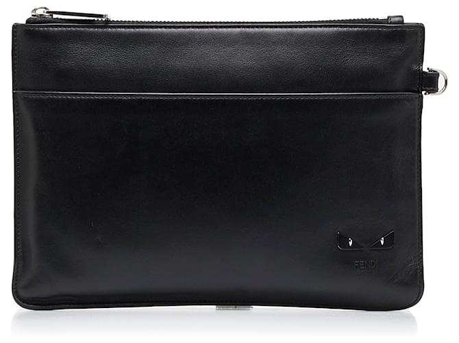 Fendi black hot sale leather clutch