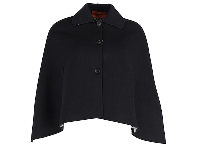 Manteau poncho Missoni boutonné sur le devant en laine noire  ref.955704
