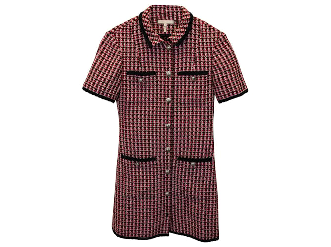 Maje Renalt Tweed Shirt Dress in Red Recycled Cotton  ref.955711