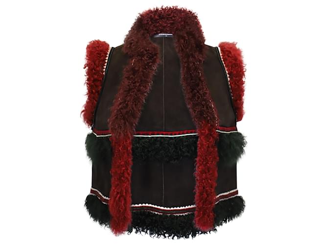Dsquared2 Fur-Trimmed Cropped Jacket in Brown Leather  ref.955714