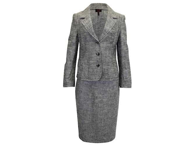 Escada Tweed 2-piece Suit with Skirt in Grey Silk  ref.955833