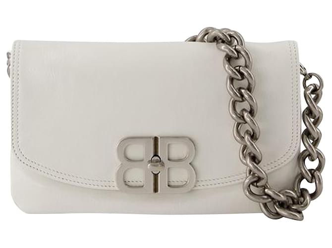 BB Leather Shoulder Bag in White - Balenciaga