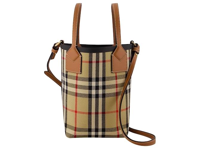 Ls Mn London Bag - Burberry - Leather - Beige Cotton  ref.955875