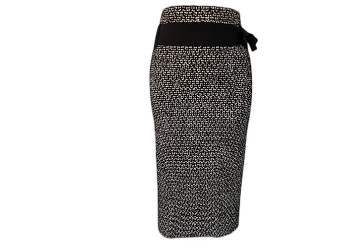 Escada Womens Black Tweed Wool Mix Pencil Skirt Business Office UK 10 US 6 EU 38 Cotton  ref.955969