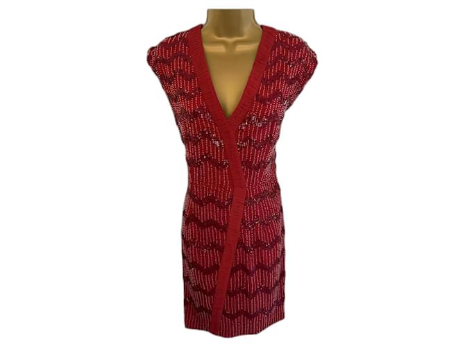 Hoss Intropia Redcurrant Beaded Sequin Dress Cocktail Party UK 14 US 10 EU 42 Dark red Polyester  ref.955977
