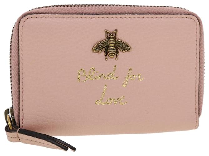GUCCI Animalie Card Case Leather Pink 546590 Auth am4503  ref.956000