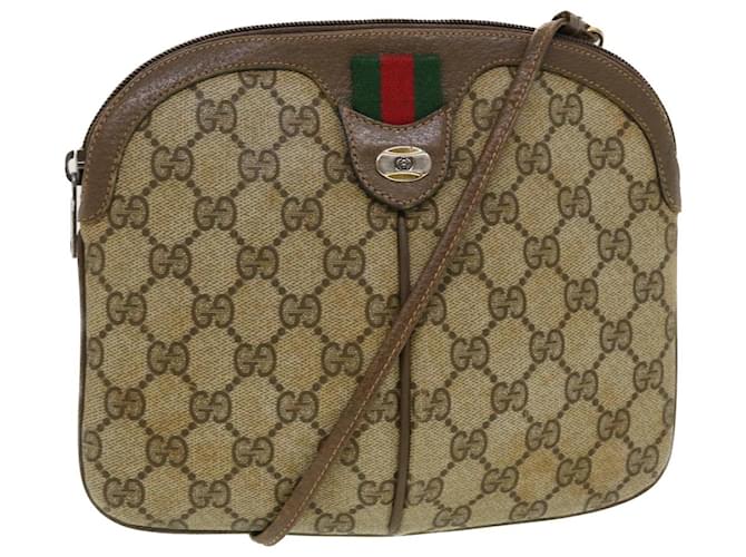 GUCCI GG Canvas Web Sherry Line Shoulder Bag Beige Red 904.02.047 auth 44304  ref.956010