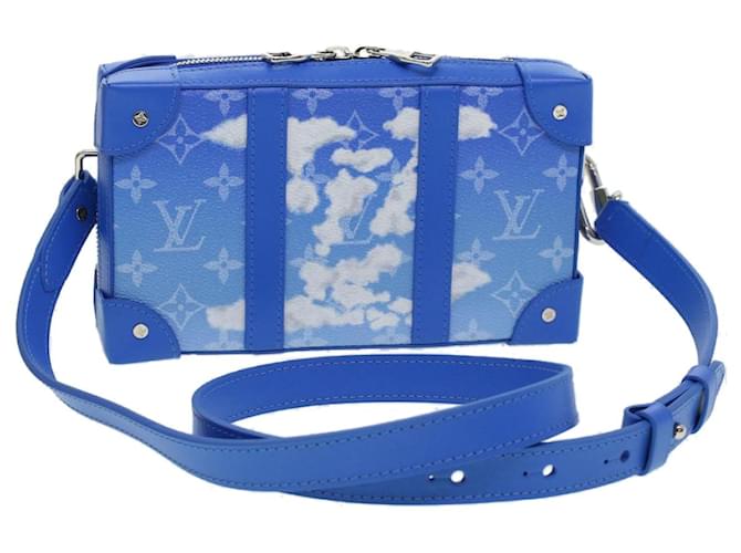 Bolsa de ombro LOUIS VUITTON Monogram Clouds Soft Trunk Carteira M45432 auth 43567NO Branco Azul claro  ref.956083