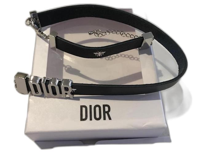 Christian Dior Bracelet d'abeille Dior Cuir Noir  ref.956149