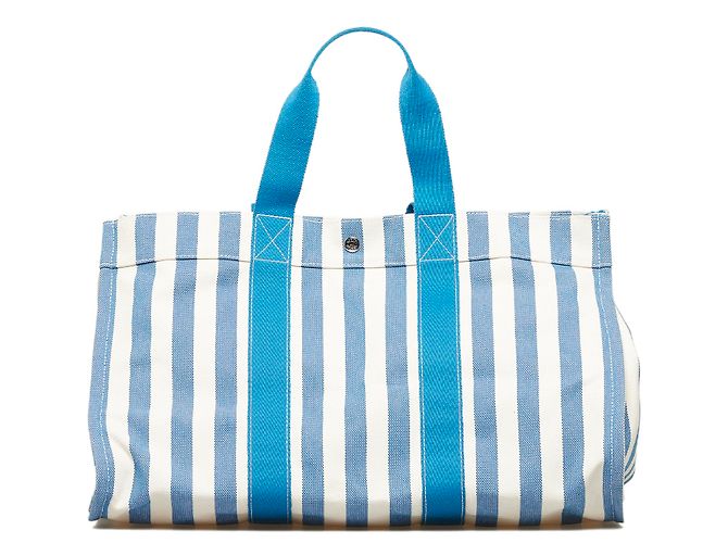Hermès Hermes Blue Toile H Cannes GM Branco Azul