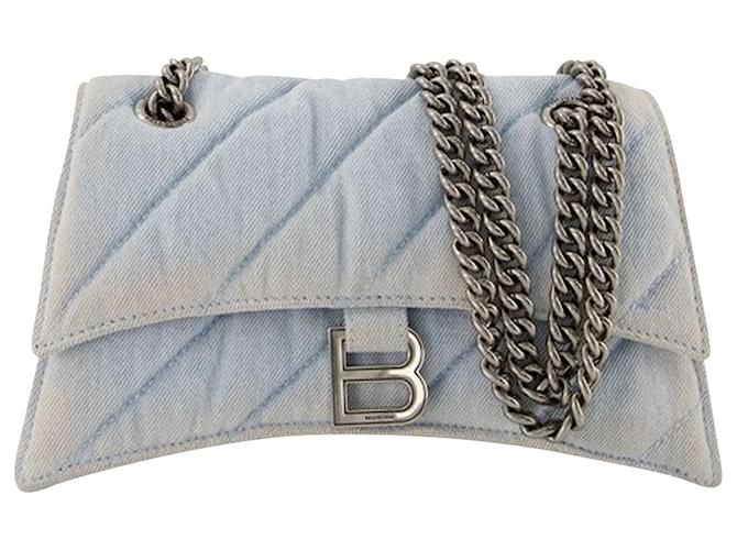 Hobo Crush S Bag - Balenciaga - Denim - Blue Cotton  ref.956285