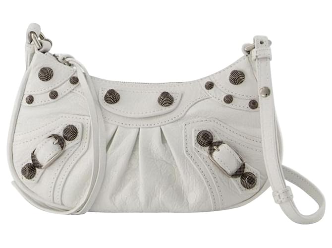 Le Cagole Mini Wallet on Chain - Balenciaga - Leather - Optic White  ref.956286