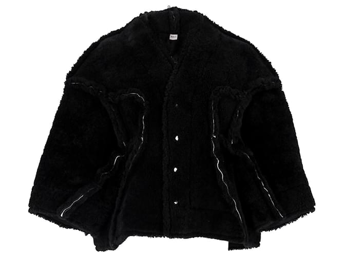 Rick Owens Legaspi Cropped Jacket in Black Shearling Fur  ref.956291