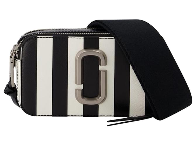 Marc Jacobs Snapshot Bag In Black Leather in White