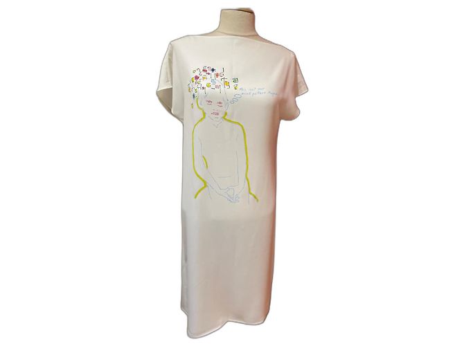 Agnès b. Agnès b Weißes Kleid aus Polyester Douglas Kolk Serie