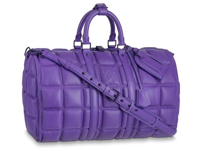 Abbesses Louis Vuitton LV Keepall 50 couro puff Roxo