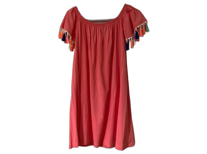 Asos Kleid aus rosa Baumwolle mit bunten Pompons Pink