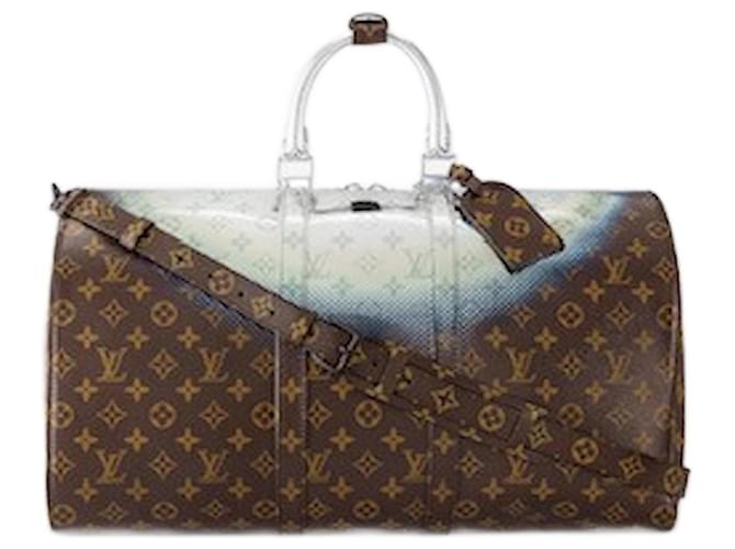 Pre-owned Louis Vuitton Monogram Prism Keepall Bandouliere 50 Bag In  Metallic
