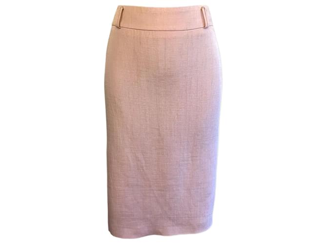 Marella by Max Mara Textured Baby Pink Linen Mix Pencil Skirt UK 10 US 6 EU 38 Cotton  ref.956530