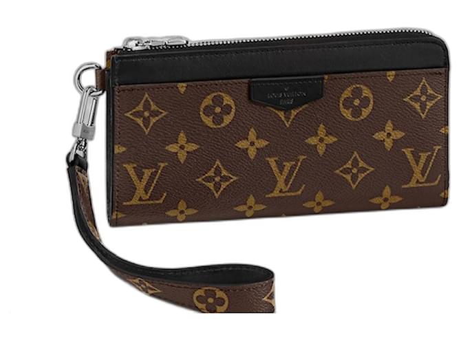 LV LV Unisex Slim Purse Brown Monogram Reverse Coated Canvas Cowhide  Leather in 2023