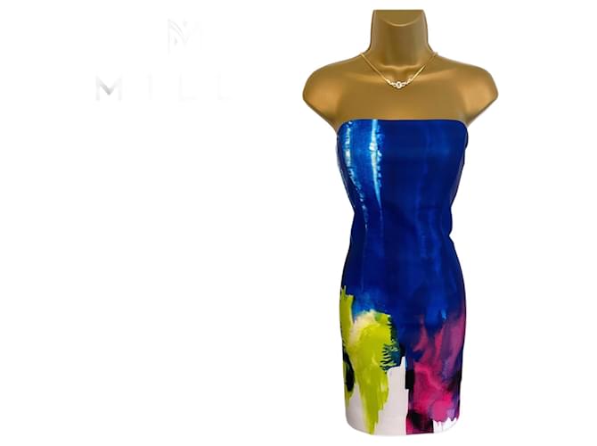 MILLY New York Multicoloured Strapless Bodycon Summer Dress US 8 UK 12 EU 40 Multiple colors Polyester Elastane  ref.956542
