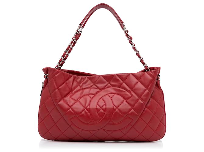 Chanel Red CC Caviar Tote Bag Leather ref.956635 - Joli Closet