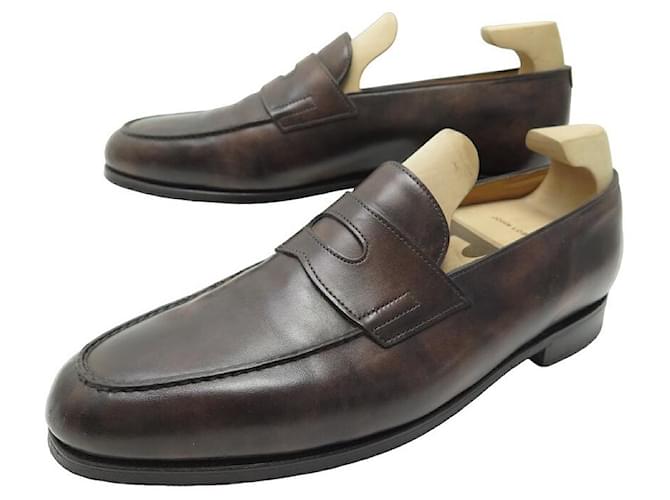 JOHN LOBB LOPEZ SHOES 11E 45 BROWN LEATHER LOAFERS SHOES ref