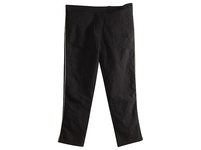 Ann Demeulemeester Gold Stripe Side Detail Cropped Trousers in Black Nylon  ref.956780
