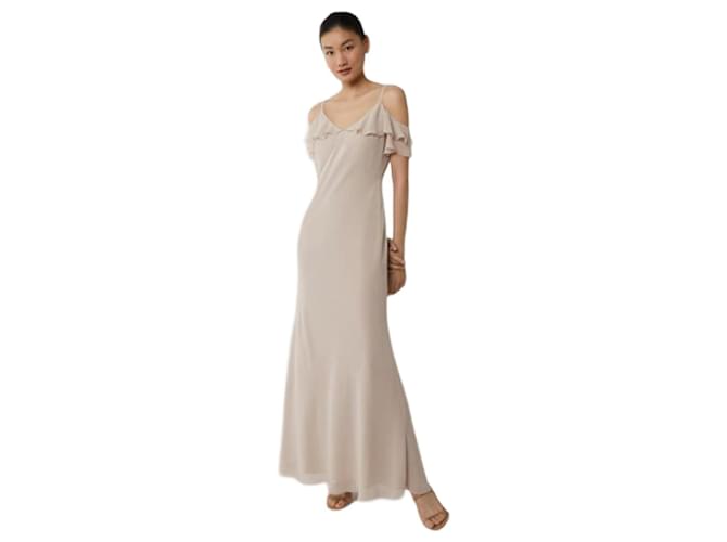 Coast Womens Cream Chiffon Cold Shoulder Maxi Dress, Bridesmaid, Prom UK 12 US 8 Polyester  ref.956802
