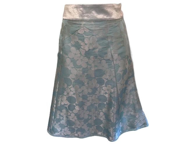 Marc Jacobs Saia Ocasional Feminina de Seda Azul com Acabamento em A 10 US 6 eu 38 Azul claro