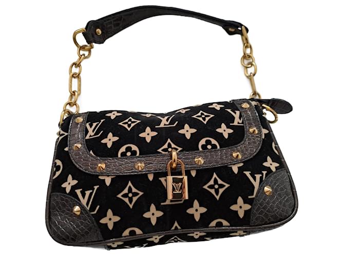 Black Louis Vuitton Soft Leather Bag, Brown Soft Interior, Gold Hardware